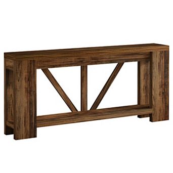 Slim Farmhouse Wood Sofa Table Hallway Entryway Console with H-Frame Design