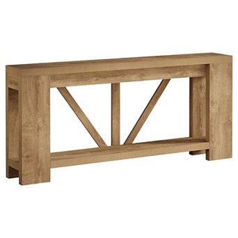 Slim Farmhouse Wood Sofa Table Hallway Entryway Console with H-Frame Design