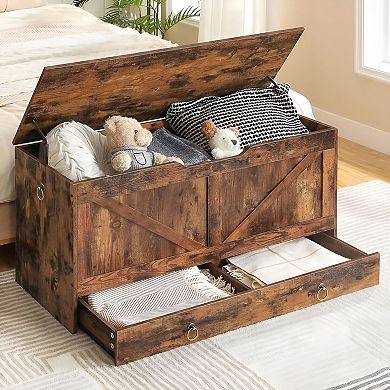 Toy Organizer Bench with 2 Tier Storage Drawer and Top Compartment for Living Room Bedroom