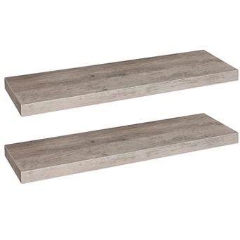 Set of 2 Floating Wall Shelves with Hidden Brackets for Bedroom Living Room