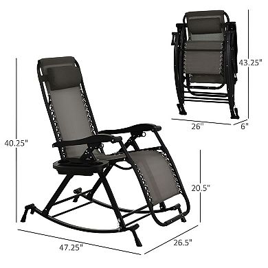 Outdoor Zero Gravity Lounge Chair with Pillow Headrest and Locking Recline