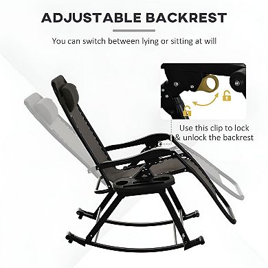 Outdoor Zero Gravity Lounge Chair with Pillow Headrest and Locking Recline