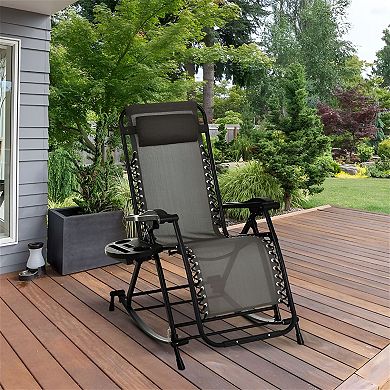 Outdoor Zero Gravity Lounge Chair with Pillow Headrest and Locking Recline