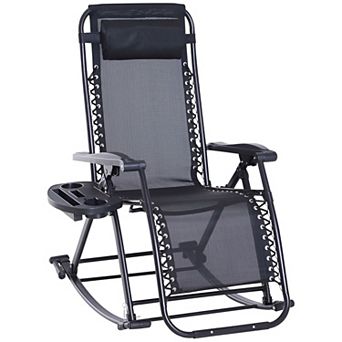 Outdoor Zero Gravity Lounge Chair with Pillow Headrest and Locking Recline