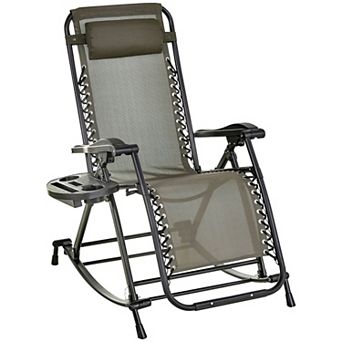Outdoor Zero Gravity Lounge Chair with Pillow Headrest and Locking Recline