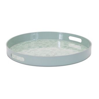 Round Geometric Serving Tray with Handles Decorative Tray for Modern Farmhouse Decor