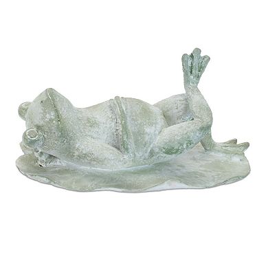 Set of 4 Laying Frog Figurines Polyresin Lily Pad Tabletop Shelf Mantel Decor