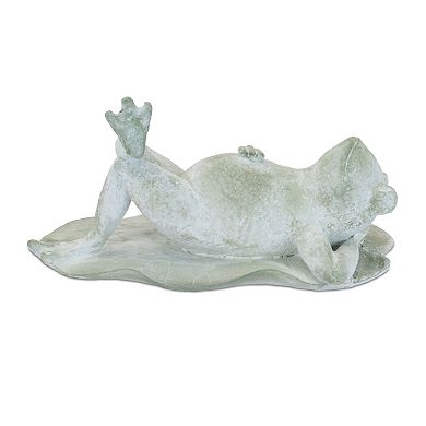 Set of 4 Laying Frog Figurines Polyresin Lily Pad Tabletop Shelf Mantel Decor