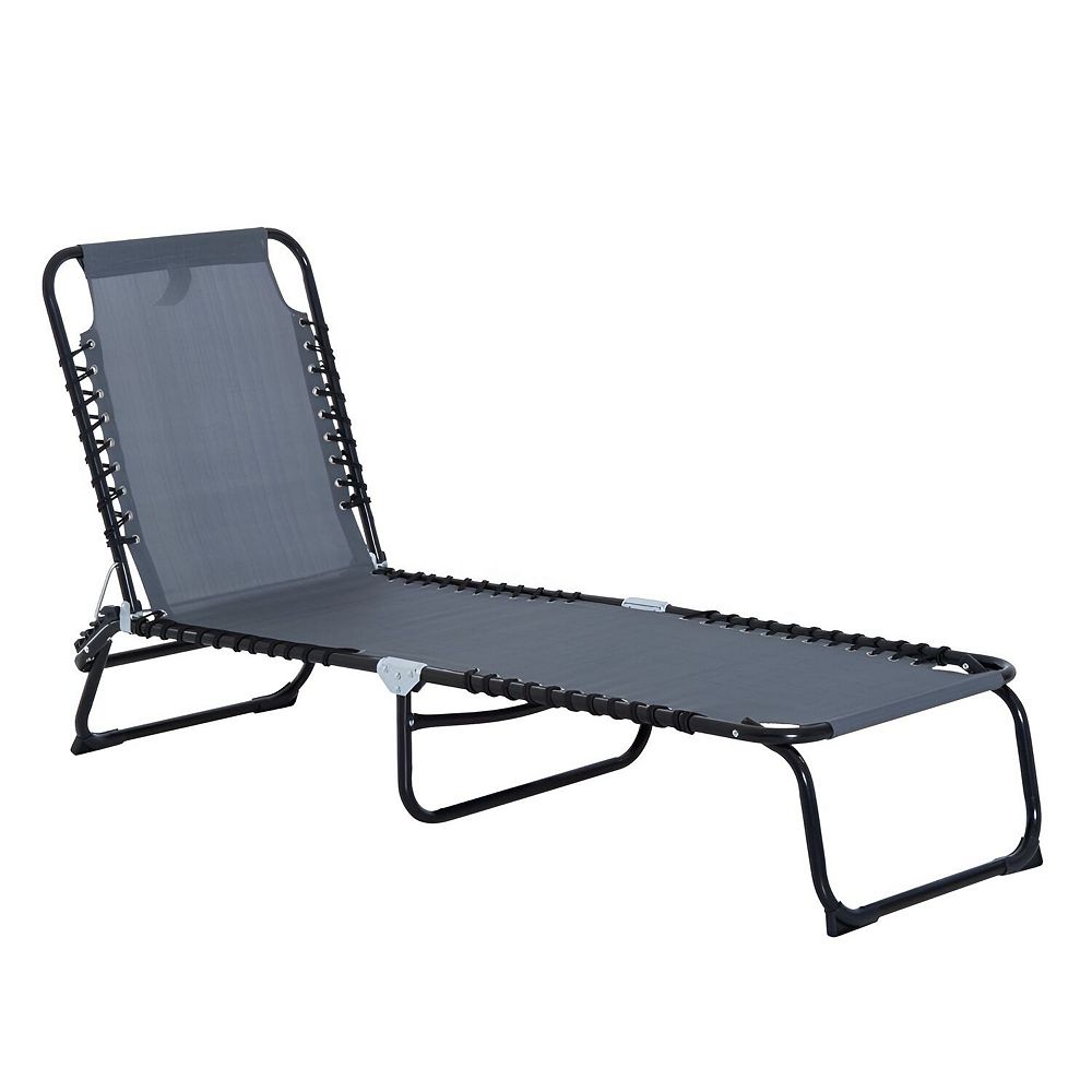 Outdoor Recliner Chair with 4 Back Positions and Foldable Steel Frame