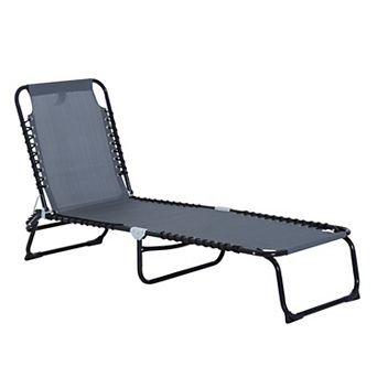 Outdoor Recliner Chair with 4 Back Positions and Foldable Steel Frame