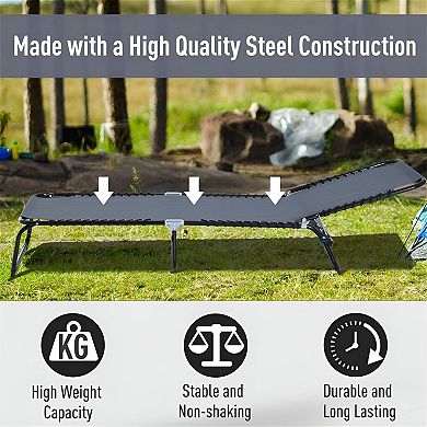 Outdoor Recliner Chair with 4 Back Positions and Foldable Steel Frame