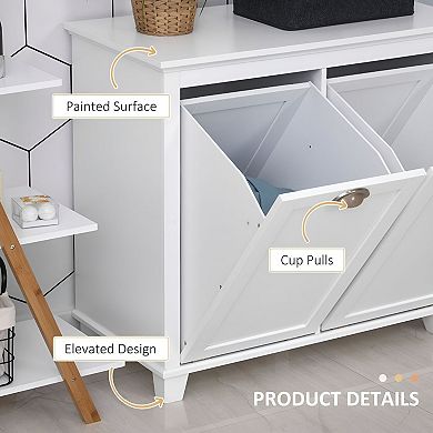 Tilt Out Laundry Hamper Cabinet with 2 Compartments, Double Laundry Sorter