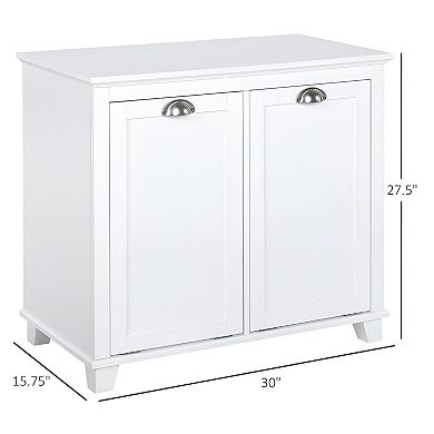 Tilt Out Laundry Hamper Cabinet with 2 Compartments, Double Laundry Sorter