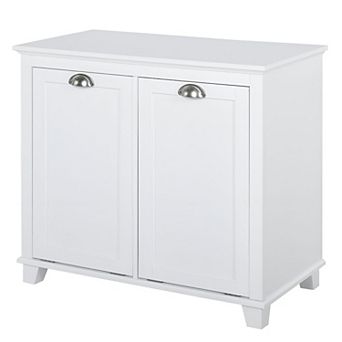 Tilt Out Laundry Hamper Cabinet with 2 Compartments, Double Laundry Sorter