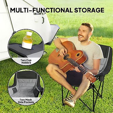 Outdoor Folding Lounge Chair with Carry Bag and Cup Holders
