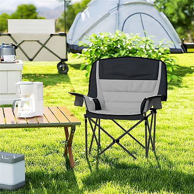 Outdoor Folding Lounge Chair with Carry Bag and Cup Holders