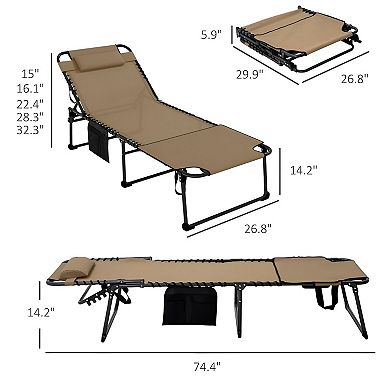 Folding Outdoor Chaise Lounge Chair Face Down Tanning Recliner with Handle