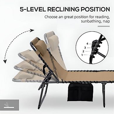 Folding Outdoor Chaise Lounge Chair Face Down Tanning Recliner with Handle