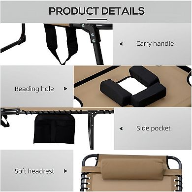 Folding Outdoor Chaise Lounge Chair Face Down Tanning Recliner with Handle