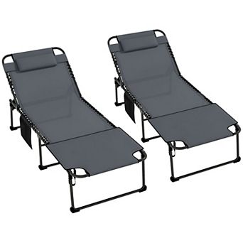 Folding Outdoor Chaise Lounge Chair Face Down Tanning Recliner with Handle