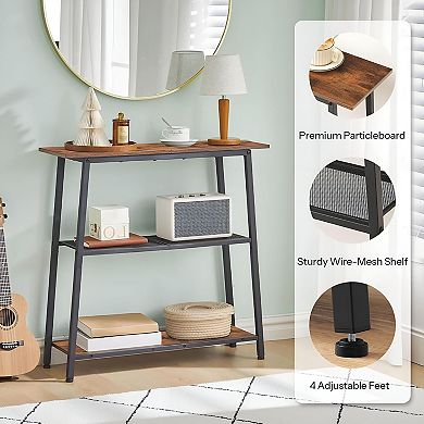 3 Tier Narrow Console Table with Shelves, Slim Sofa Table for Entryway Small Spaces