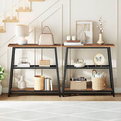 3 Tier Narrow Console Table with Shelves, Slim Sofa Table for Entryway Small Spaces