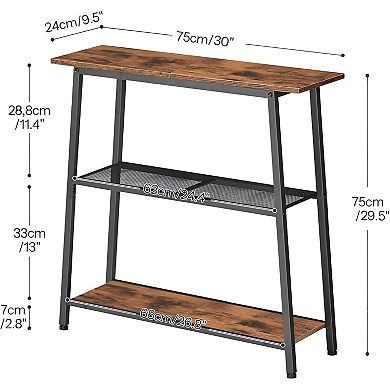 3 Tier Narrow Console Table with Shelves, Slim Sofa Table for Entryway Small Spaces