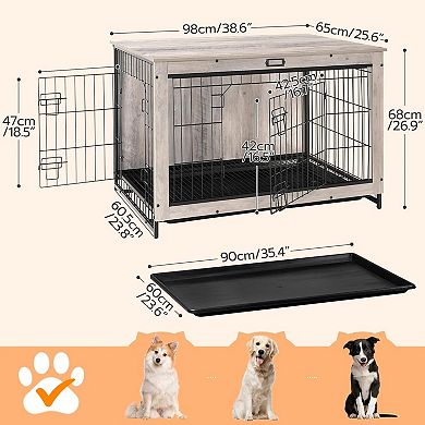 Furniture Dog Crate for Medium and Large Dogs with Pull-Out Tray