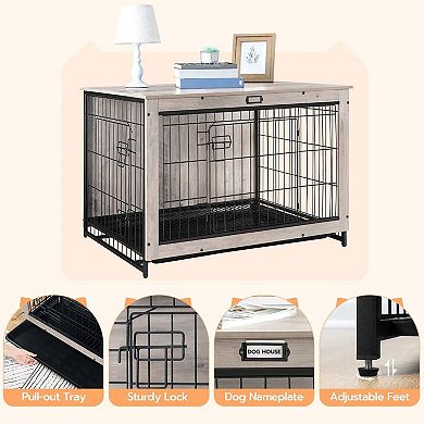 Furniture Dog Crate for Medium and Large Dogs with Pull-Out Tray