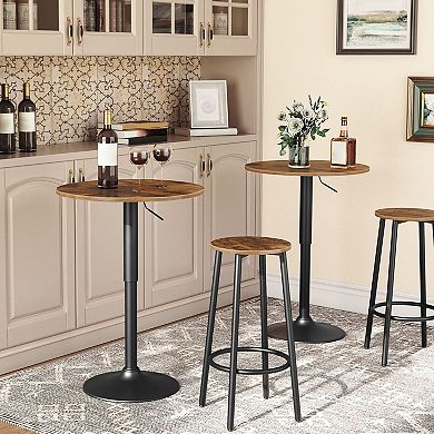 Modern Round Pub Table with Adjustable Height for Dining or Bar Use