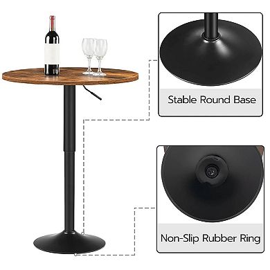 Modern Round Pub Table with Adjustable Height for Dining or Bar Use