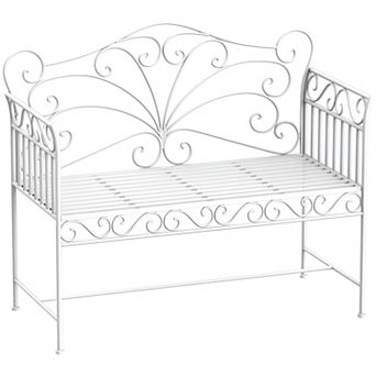 Metal Outdoor Garden Bench Decorative Patio Seating for Two