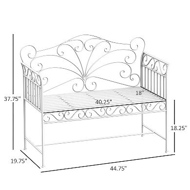 Metal Outdoor Garden Bench Decorative Patio Seating for Two