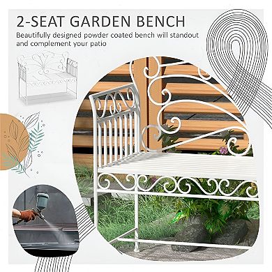 Metal Outdoor Garden Bench Decorative Patio Seating for Two