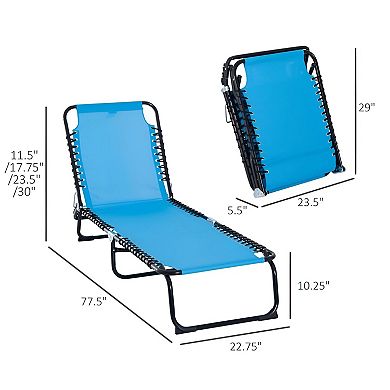 Folding Outdoor Lounge Chair Reclining Patio Beach Chair Portable