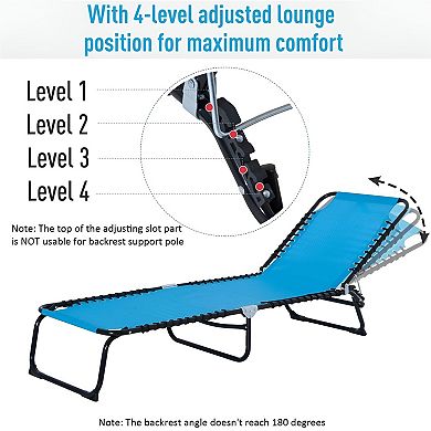 Folding Outdoor Lounge Chair Reclining Patio Beach Chair Portable