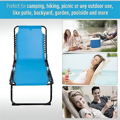 Folding Outdoor Lounge Chair Reclining Patio Beach Chair Portable