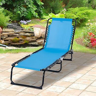 Folding Outdoor Lounge Chair Reclining Patio Beach Chair Portable