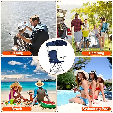Compact Folding Canopy Chair for Outdoor Relaxation with Shade