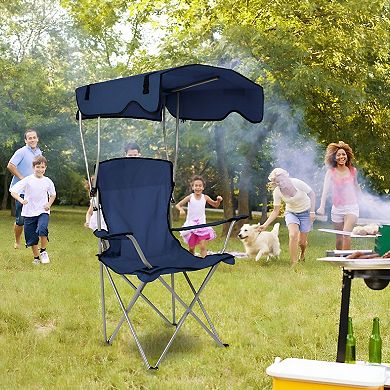 Compact Folding Canopy Chair for Outdoor Relaxation with Shade