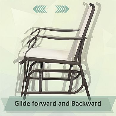 3 Piece Outdoor Patio Glider Chair Set with Glass Table