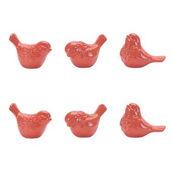 Set of 6 Bird Figurine Tabletop Decor with Floral Accents for Indoor Display