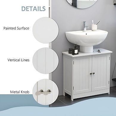Under Sink Bathroom Cabinet with Double Doors and Adjustable Shelf, Space Saving Unit
