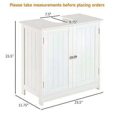 Under Sink Bathroom Cabinet with Double Doors and Adjustable Shelf, Space Saving Unit