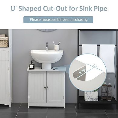 Under Sink Bathroom Cabinet with Double Doors and Adjustable Shelf, Space Saving Unit