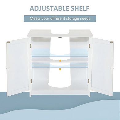 Under Sink Bathroom Cabinet with Double Doors and Adjustable Shelf, Space Saving Unit
