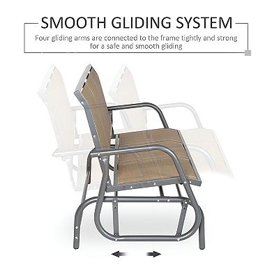 Outdoor Glider Bench 3 Seat Mesh Fabric Steel Frame Patio Seating