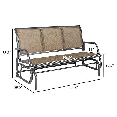 Outdoor Glider Bench 3 Seat Mesh Fabric Steel Frame Patio Seating