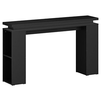 Modern Floating Console Table with LED Lights and Adjustable Shelves, Slim Hallway Table