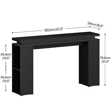 Modern Floating Console Table with LED Lights and Adjustable Shelves, Slim Hallway Table